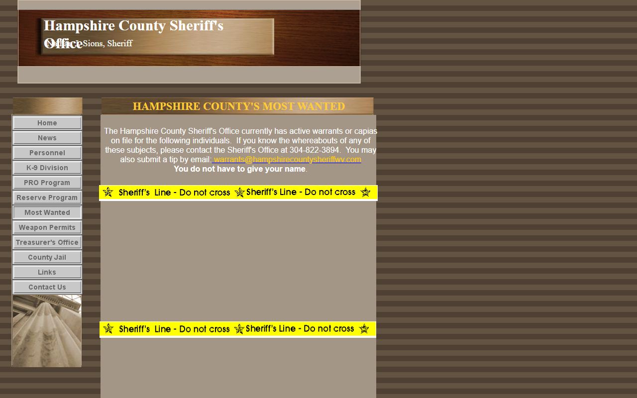 Hampshire County warrant and capias page related to court records after arrest
